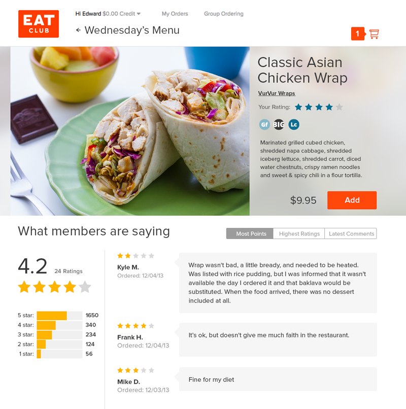 eat club dish detail page